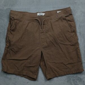 !Solid Shorts Mens XL Brown Linen Blend Drawstring Pockets‎ Preppy